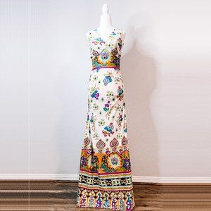Vintage Handmade 60s Flare Maxi Print Dress Size S